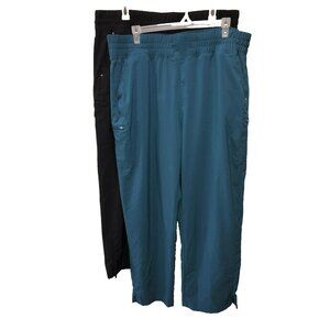 2 Pairs Easy Stretch Scrub Pants Womens 3X Teal and Black Medical Work Casual